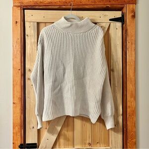 H&M Cream Ribbed Mockneck Sweater